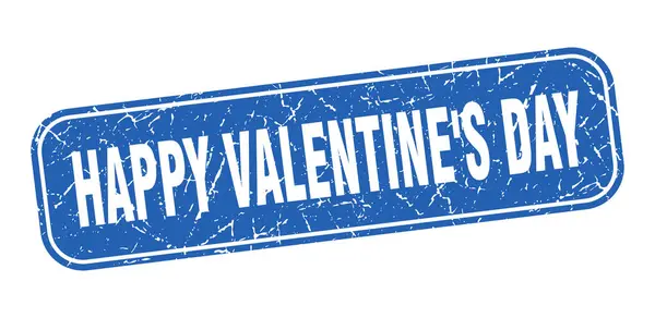 Joyeux Timbre Saint Valentin Heureux Signe Bleu Grungy Carré Saint — Image vectorielle