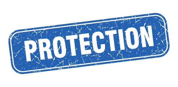 Carimbo Protecção Proteção Quadrado Grungy Sinal Azul — Vetor de Stock