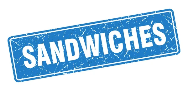 Sendviče Razítko Sandwiches Vintage Blue Label Podpis — Stockový vektor