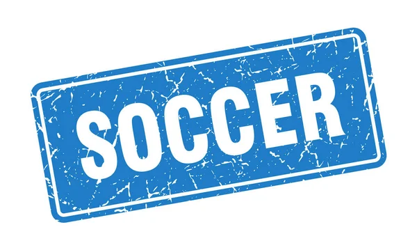 Fotbollsfrimärke Fotboll Vintage Blå Etikett Underskrift — Stock vektor