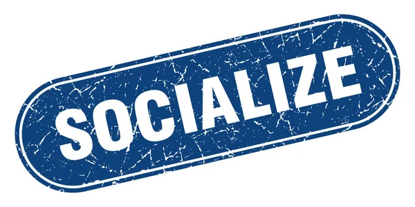 Κοινωνικοποίησε Σημάδι Κοινωνικοποίηση Grunge Μπλε Σφραγίδα Ετικέτα — Διανυσματικό Αρχείο