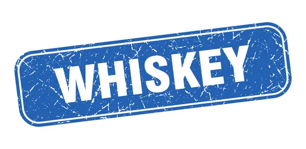 Ουίσκι Σφραγίδα Whiskey Τετράγωνο Grungy Μπλε Σημάδι — Διανυσματικό Αρχείο