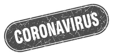 Coronavirus işareti. Coronavirus grunge siyah pul. Etiket