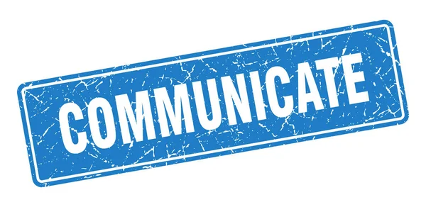 Carimbo Comunicação Comunicar Etiqueta Azul Vintage Assinatura —  Vetores de Stock