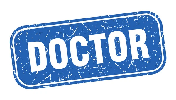 Dokter Stempel Dokter Vierkant Grungy Blauw Teken — Stockvector