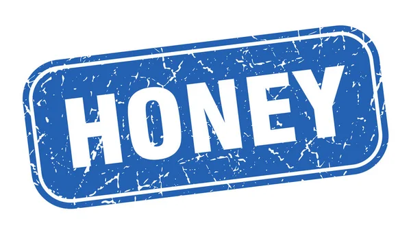 Honing Stempel Honing Vierkante Grungy Blauw Teken — Stockvector