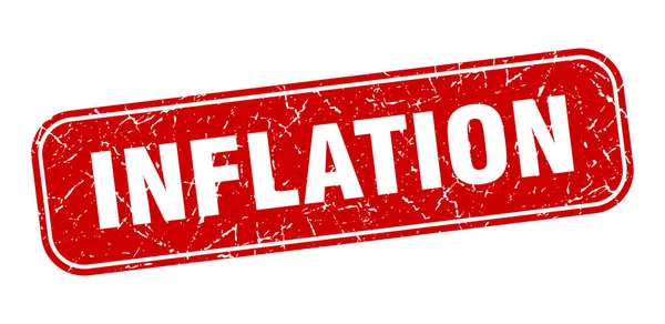 Sello Inflación Inflado Cuadrado Grungy Rojo Signo — Archivo Imágenes Vectoriales