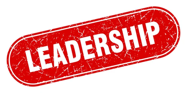 Signe Leadership Leadership Grunge Rouge Timbre Étiquette — Image vectorielle