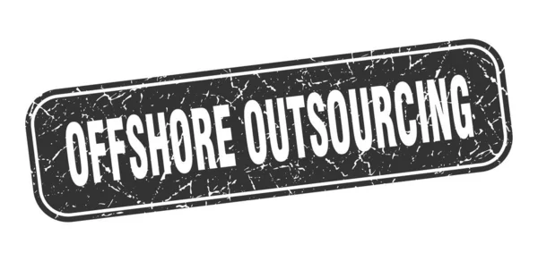 Sello Externalización Alta Mar Offshore Outsourcing Cuadrado Grungy Negro Signo — Vector de stock