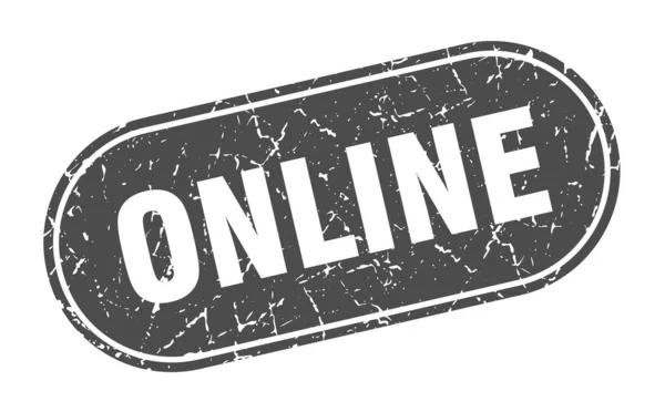 Segno Online Timbro Nero Grunge Online Marchio — Vettoriale Stock