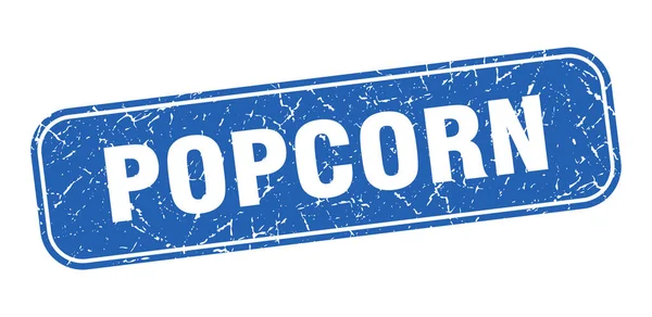 Popcorn Stempel Popcorn Vierkante Grungy Blauw Teken — Stockvector