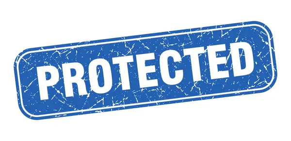 Sello Protegido Signo Azul Grueso Cuadrado Protegido — Vector de stock