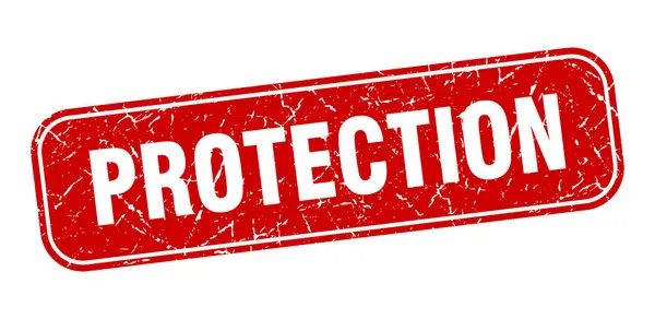 Ochranné Razítko Ochrana Čtvercový Špinavý Červený Znak — Stockový vektor