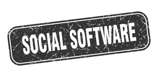 ソーシャルソフトウェアのスタンプ ソーシャルソフトウェアのスクエアグランジーブラックサイン — ストックベクタ