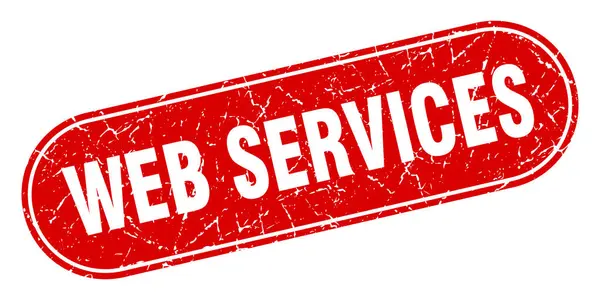 Sinal Serviços Web Web Services Grunge Selo Vermelho Rotulagem — Vetor de Stock