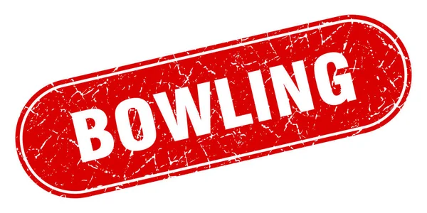 Bowlingzeichen Bowling Grunge Rote Marke Etikett — Stockvektor