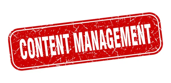 Content Management Stempel Content Management Vierkant Grungy Rood Teken — Stockvector