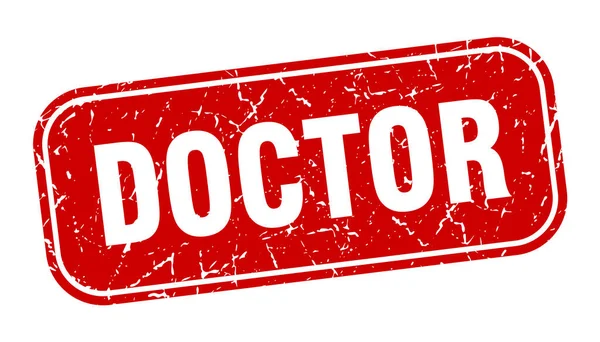 Dokter Stempel Dokter Vierkant Grungy Rood Teken — Stockvector