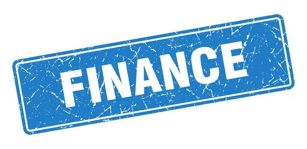 Timbre Financier Finance Vintage Blue Label Signe — Image vectorielle