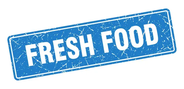 Fresh Food Stamp Fresh Food Vintage Blue Label Sign — Stock Vector