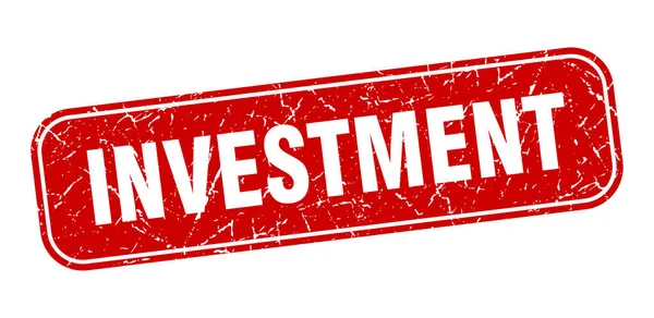 Selo Investimento Investimento Quadrado Grungy Sinal Vermelho — Vetor de Stock