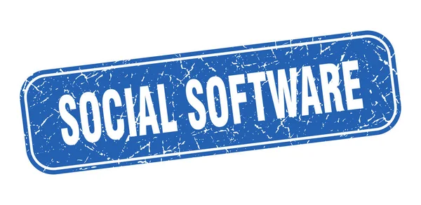 Sello Software Social Software Social Cuadrado Grungy Signo Azul — Vector de stock