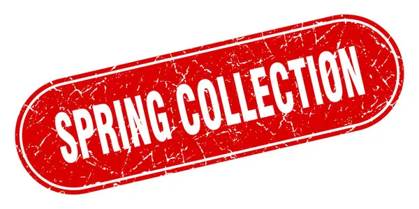 Frühjahrssammelschild Frühjahrskollektion Grunge Rote Briefmarke Etikett — Stockvektor