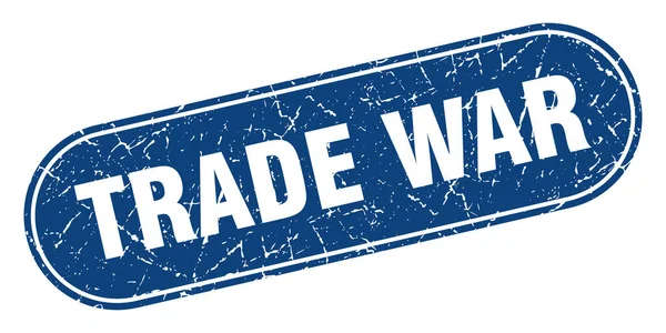 Znak Wojny Handlowej Wojny Handlowej Grunge Niebieski Znaczek Oznakowanie — Wektor stockowy
