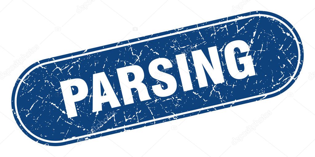 parsing sign. parsing grunge blue stamp. Label