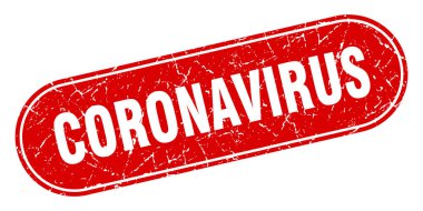 Coronavirus işareti. Coronavirus grunge kırmızı damgası. Etiket