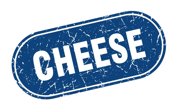奶酪标志 奶酪磨擦蓝色邮票 — 图库矢量图片