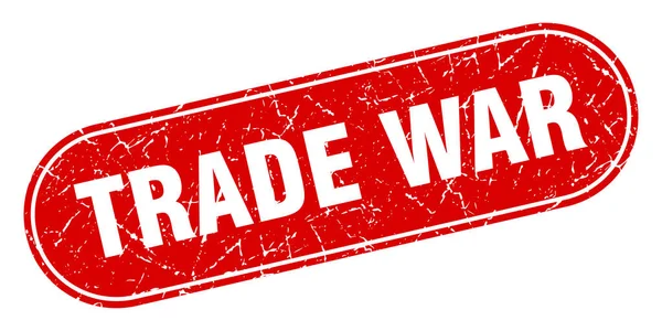 貿易戦争のサインだ 貿易戦争グランジ レッド スタンプ ラベル — ストックベクタ