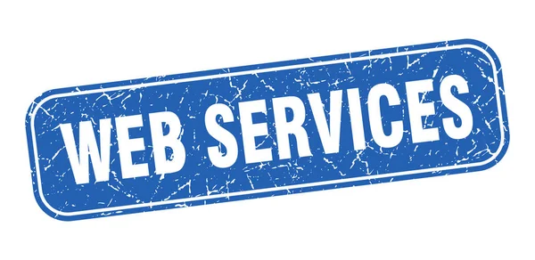 Carimbo Serviços Web Web Services Quadrado Grungy Azul Sinal — Vetor de Stock