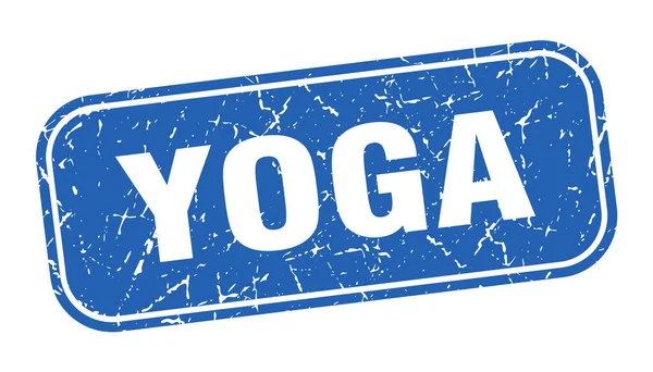 Sello Yoga Yoga Cuadrado Grungy Azul Signo — Vector de stock