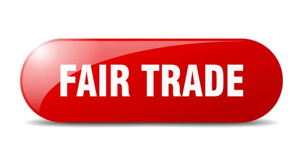 公平贸易按钮 公平贸易的标志 按下按钮 — 图库矢量图片