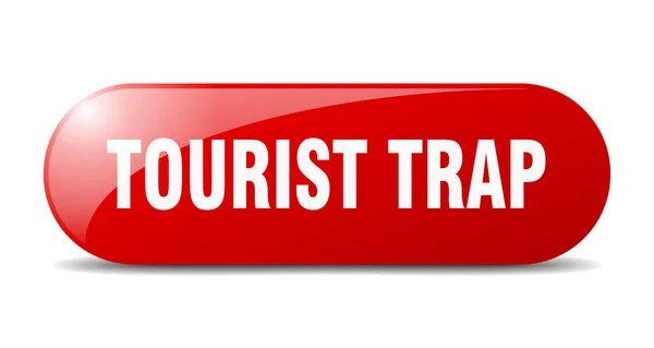 游客陷阱按钮 旅游陷阱标志 按下按钮 — 图库矢量图片