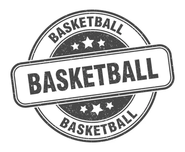 Sello Baloncesto Baloncesto Signo Grunge Redondo Etiqueta — Vector de stock