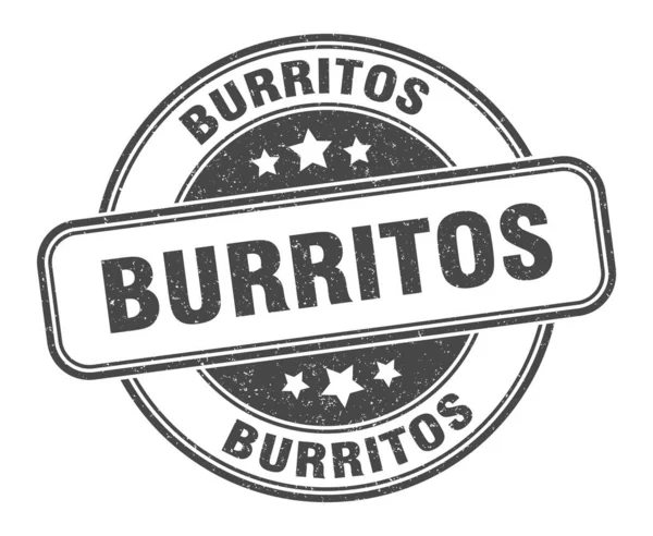 Znaczek Burrito Burritos Okrągły Znak Grunge Etykieta — Wektor stockowy