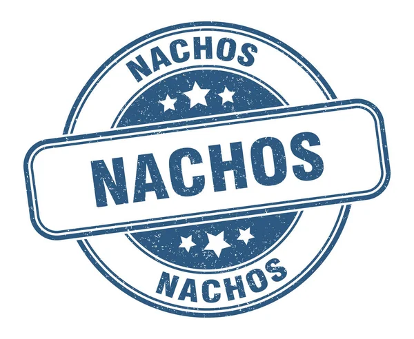 Nachos Stämpel Nachos Runda Grunge Tecken Etikett — Stock vektor