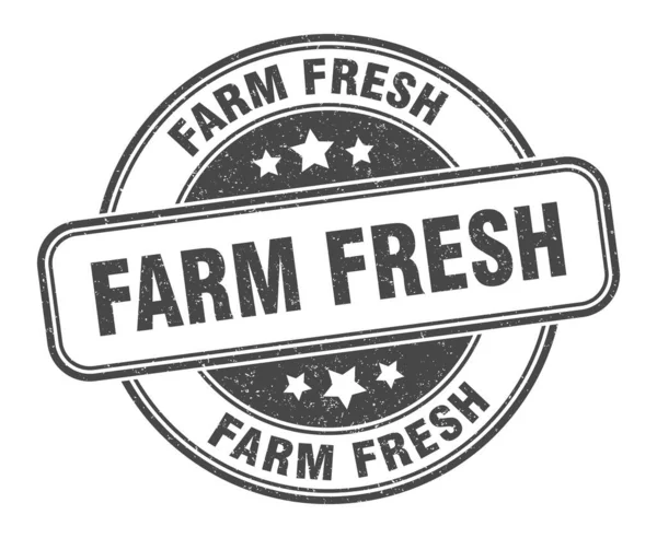農場の新鮮な切手 ファーム フレッシュ ラウンド グランジ サイン ラベル — ストックベクタ