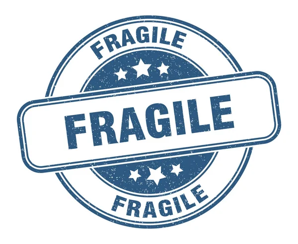 Timbre Fragile Fragile Signe Rond Grunge Étiquette — Image vectorielle