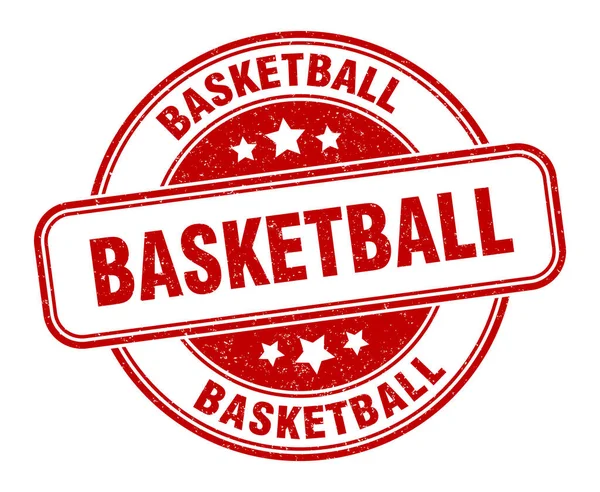 Basketstämpel Basketboll Runda Grunge Tecken Etikett — Stock vektor
