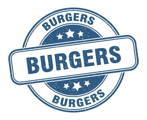 Timbro Hamburger Hamburger Segno Grunge Rotondo Etichetta — Vettoriale Stock