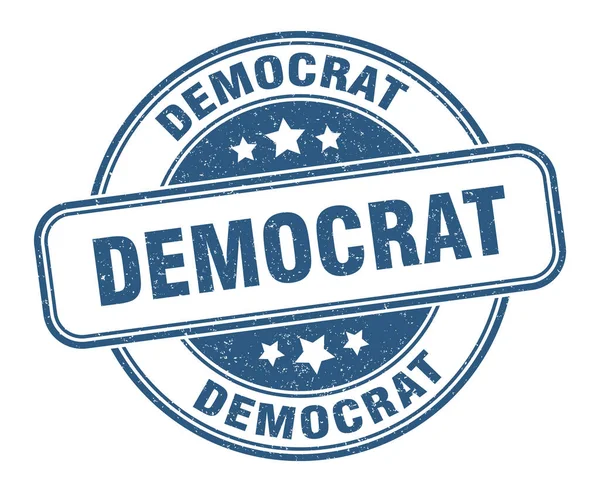Znaczek Demokraty Demokrata Okrągły Znak Grunge Etykieta — Wektor stockowy