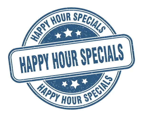 Sello Especial Happy Hour Especiales Hora Feliz Signo Grunge Redondo — Vector de stock