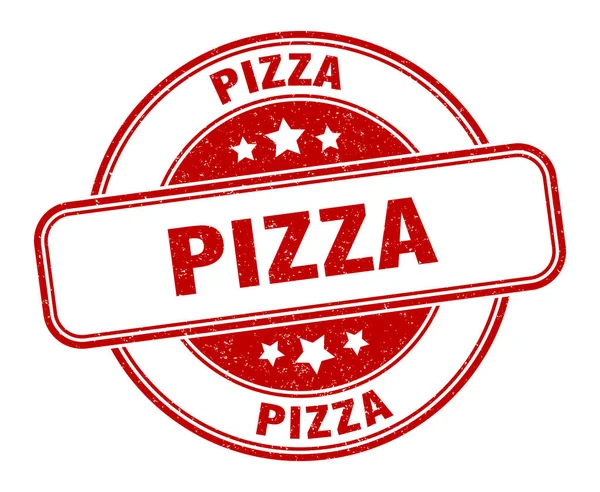 Pizzastämpel Pizzarunda Grunge Tecken Etikett — Stock vektor
