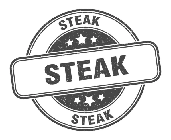 Timbre Steak Steak Rond Signe Grunge Étiquette — Image vectorielle