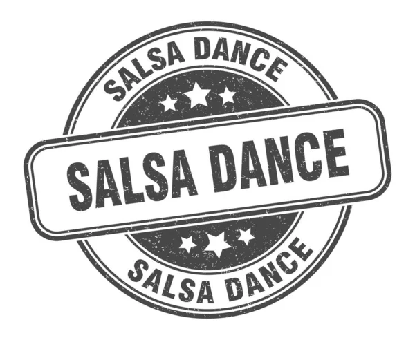 Timbre Danse Salsa Danse Salsa Ronde Signe Grunge Étiquette — Image vectorielle