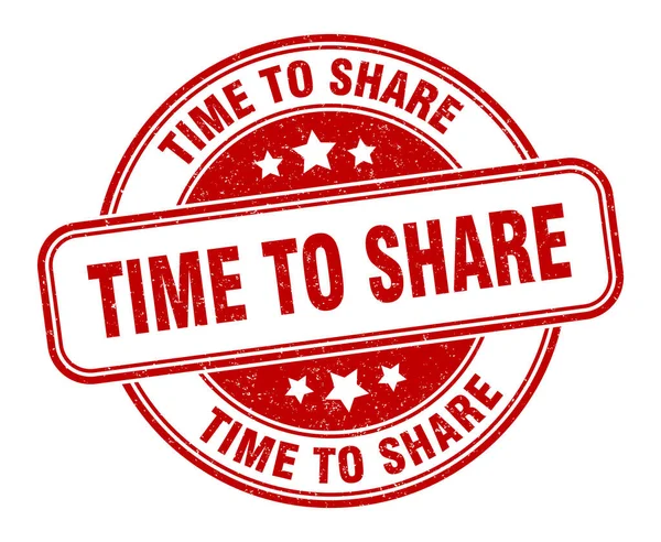 Hora Compartir Sello Tiempo Para Compartir Signo Grunge Redondo Etiqueta — Vector de stock