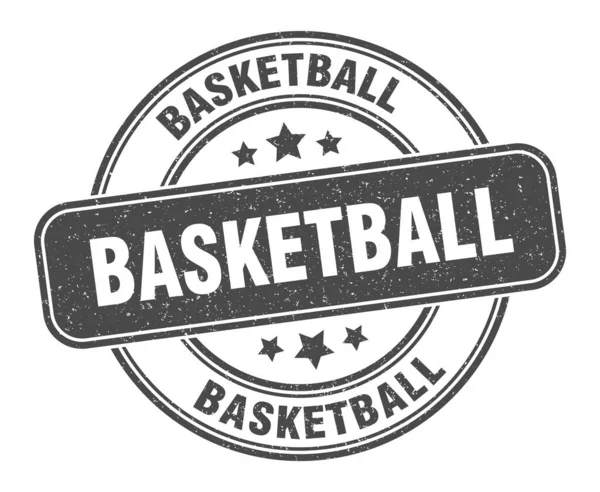 Basketbalstempel Basketballabel Ronde Grunge Teken — Stockvector